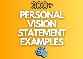 A clickable image leading to an article with hundreds of personal vision statement examples. Image shows target, arrow, bullseye with text that says "300 plus personal vision statement examples by thelifesynthesis.com'