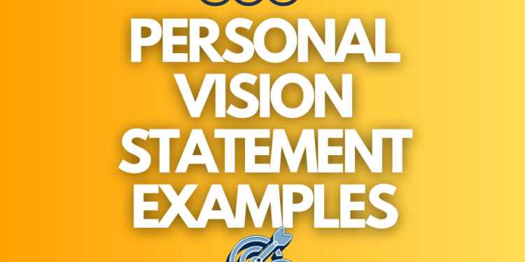 A clickable image leading to an article with hundreds of personal vision statement examples. Image shows target, arrow, bullseye with text that says "300 plus personal vision statement examples by thelifesynthesis.com'