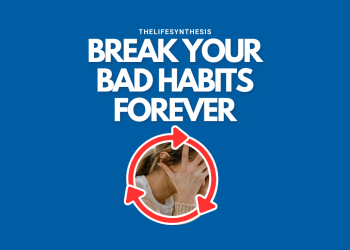 "How to break your bad habits forever" A woman sits in the cycle of her bad habits unhappy with her head in her hands